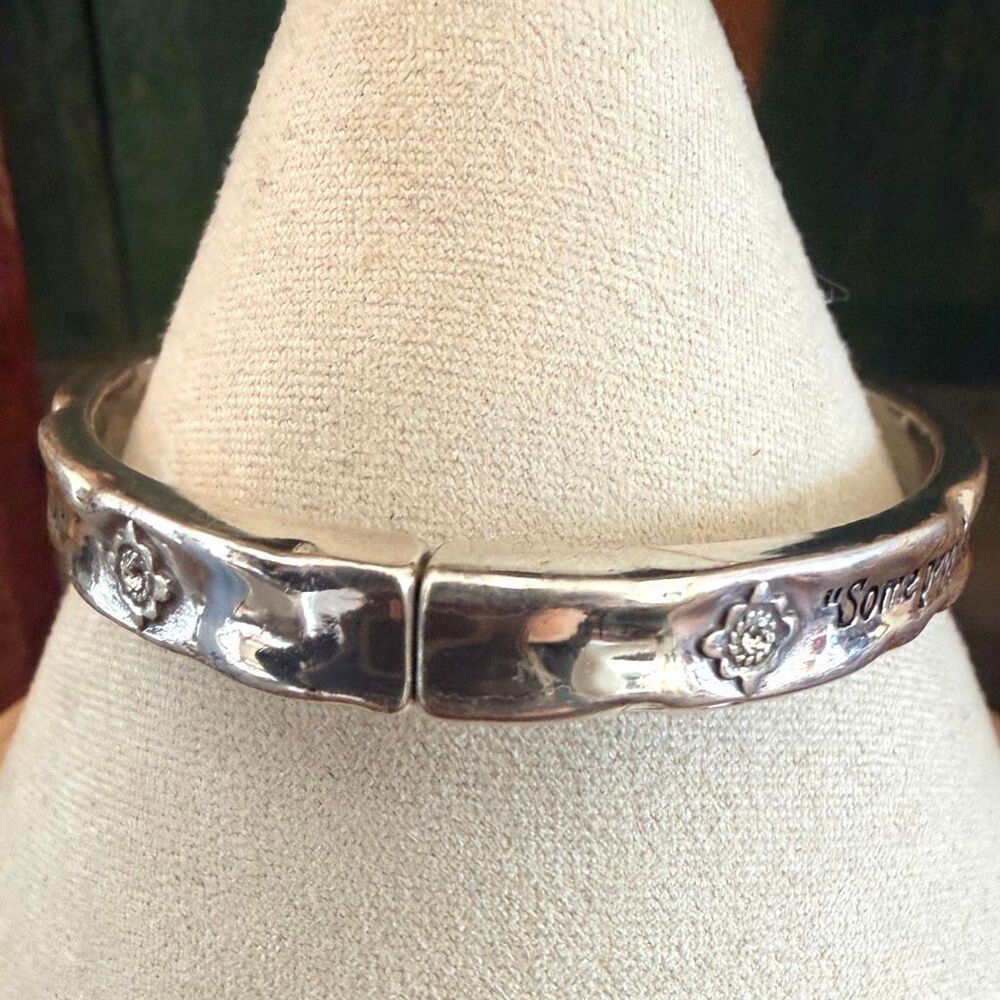 Brighton Silver-Plated Hinged Quote Bangle Bracelet - Picture 2 of 9